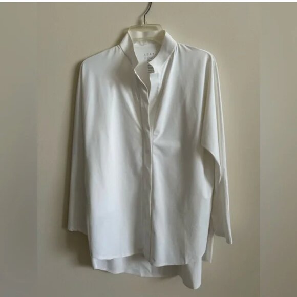 A DAY Something Borrowed White Shirt Blouse size L - Picture 4 of 9